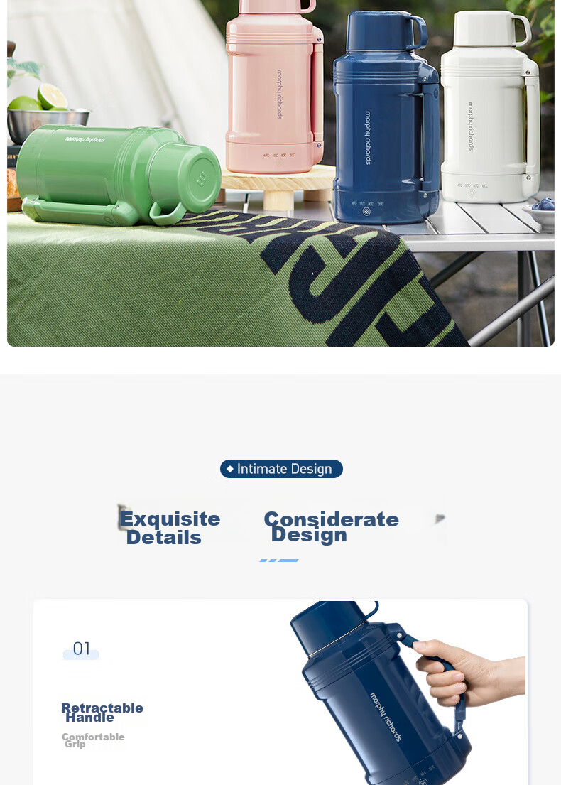 Morphyrichards Portable Electric Kettle, Large Capacity Household Water Boiler, Outdoor Travel Vacuum Insulation Stainless Steel Anti-Scalding Water Cup, Electric Hot Water Pot MR6061 Blue One's Member 23
