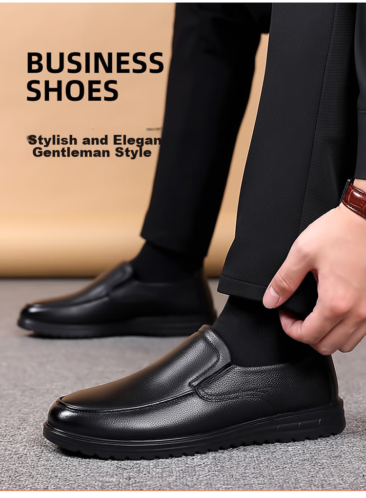 EGCHI Men's Leather Shoes, Business Casual Shoes, Top-Grain Cowhide Slip-On Driving Shoes, C8833, Black, Size 43 2