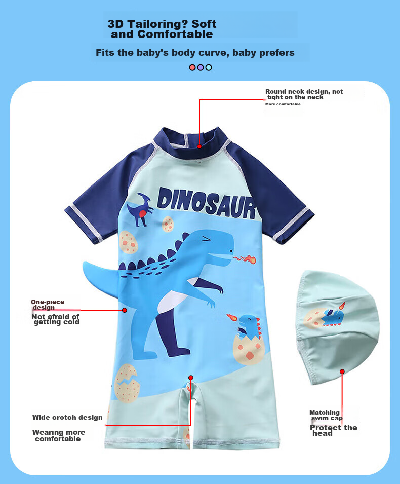 Yuke Children's One-Piece Swimsuit for Boys, Cute Swimwear for Toddlers And Young Boys, Baby Boy Swimming Costume 3