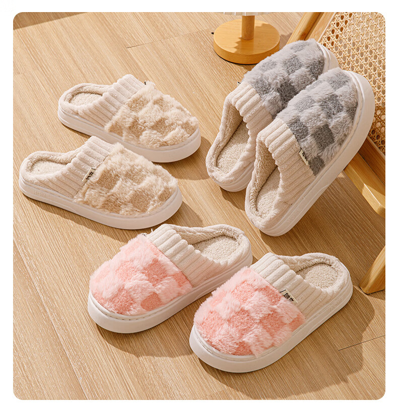 Taxiang Cotton Slippers for Women, Winter Indoor Warm Fleece-Lined Couple's Cotton Slippers for Men TR110 15