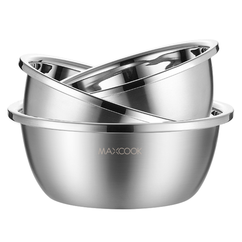 MAXCOOK Stainless Steel Bowl Set of Three, Extra Large And Thick Seasoning Bowl, Dough Mixing Bowl, Vegetable Washing Bowl, And Seasoning Bowl Set MCWS-3
