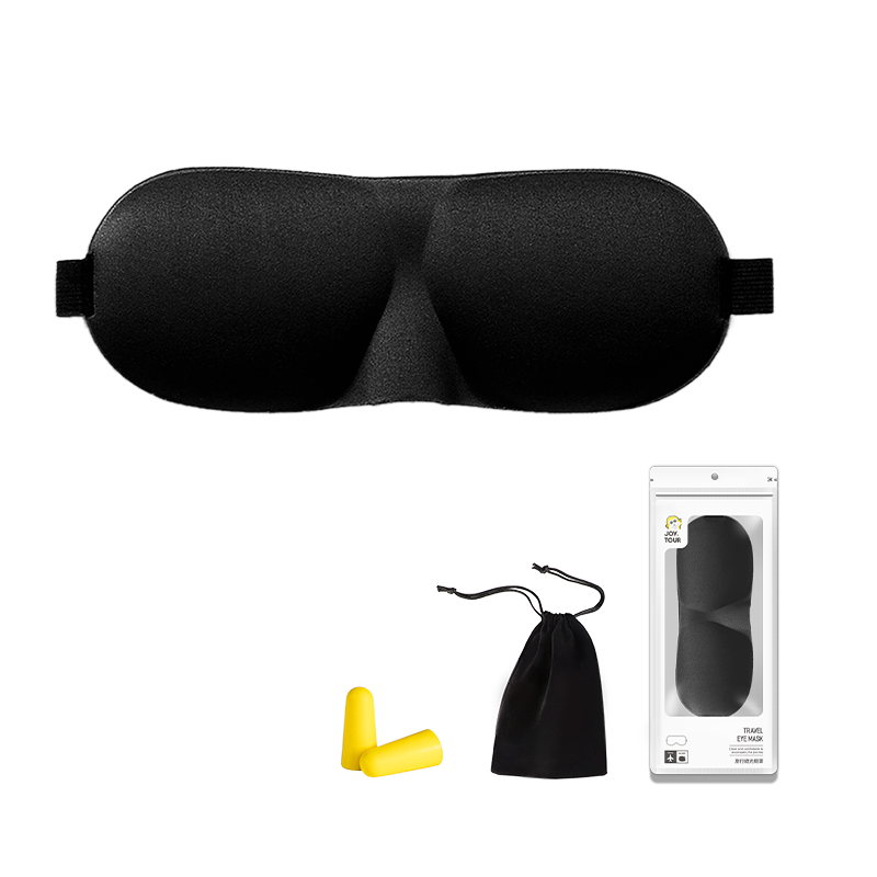 JOYTOUR 3D Sleep Eye Mask Earplugs, 3D Light Blocking Breathable Mask for Men Women Students Nap Travel Eye Protection, Black