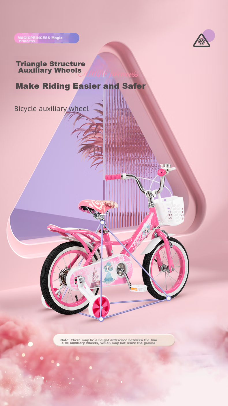 TOPRIGHT Sold by JD, Honeybird Aluminum Alloy Children's Bicycle for Girls Aged 3-8, Baby Pedal Bike, 16-Inch Pink 13