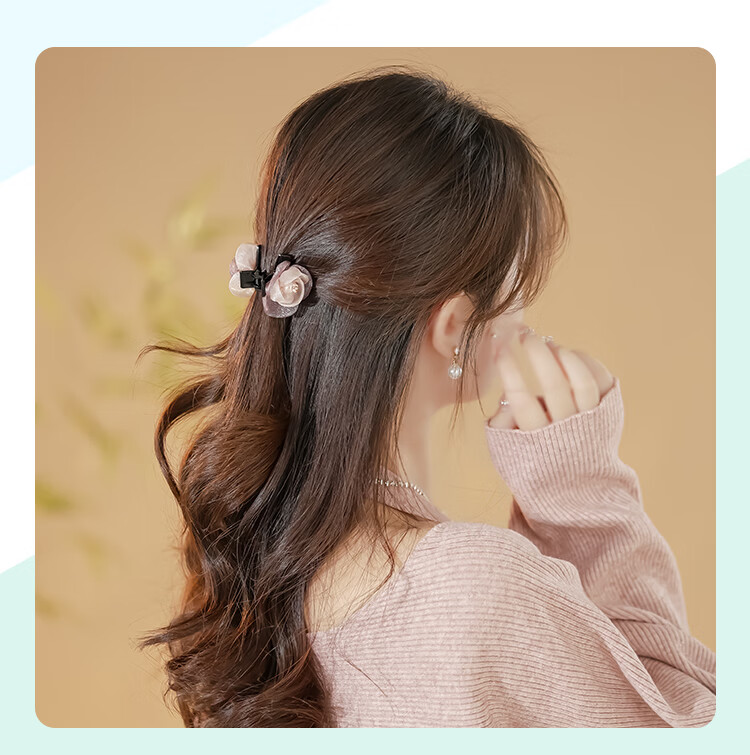 CHIMERA AB-Side Floral Hair Claw Clip, Shark Clip, Back of Head Hair Accessory, High-End Hairpin, Hair Ornament, Birthday Gift for Wome 5