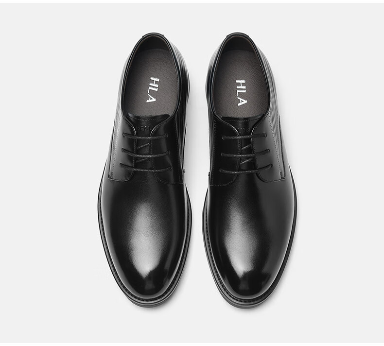 HLA Men's Business Casual Shoes First Layer Cowhide Formal Shoes British Style Black 38 24