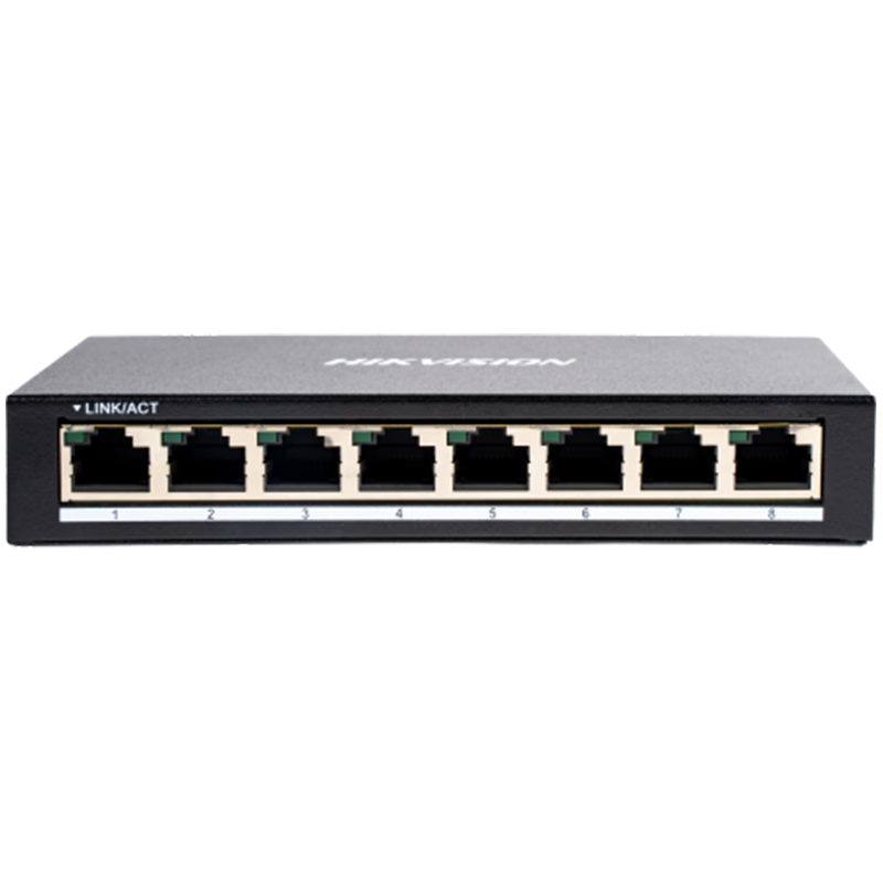 HIKVISION Switch, 8-Port Gigabit Unmanaged Surveillance Network Splitter, Cable Extender, Metal Shell for Heat Dissipation, DSW-08