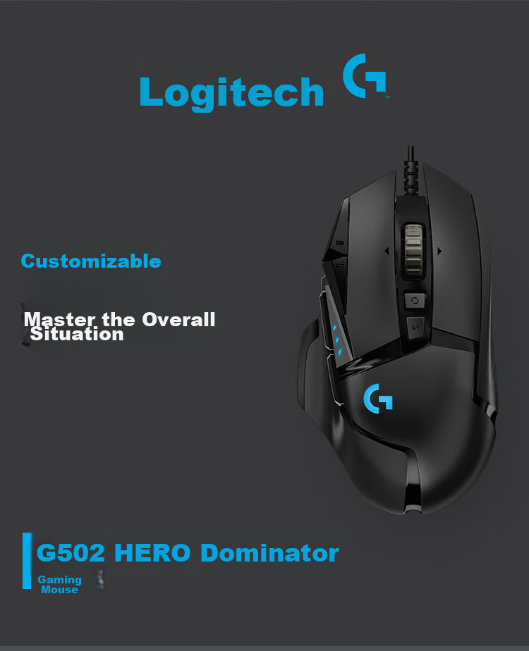 G G502 HERO Wired Gaming Mouse, HERO Engine, RGB Lighting Effects, Ergonomic Mechanical Weighting, Esports Mouse, Essential for Dva Triangulum 1