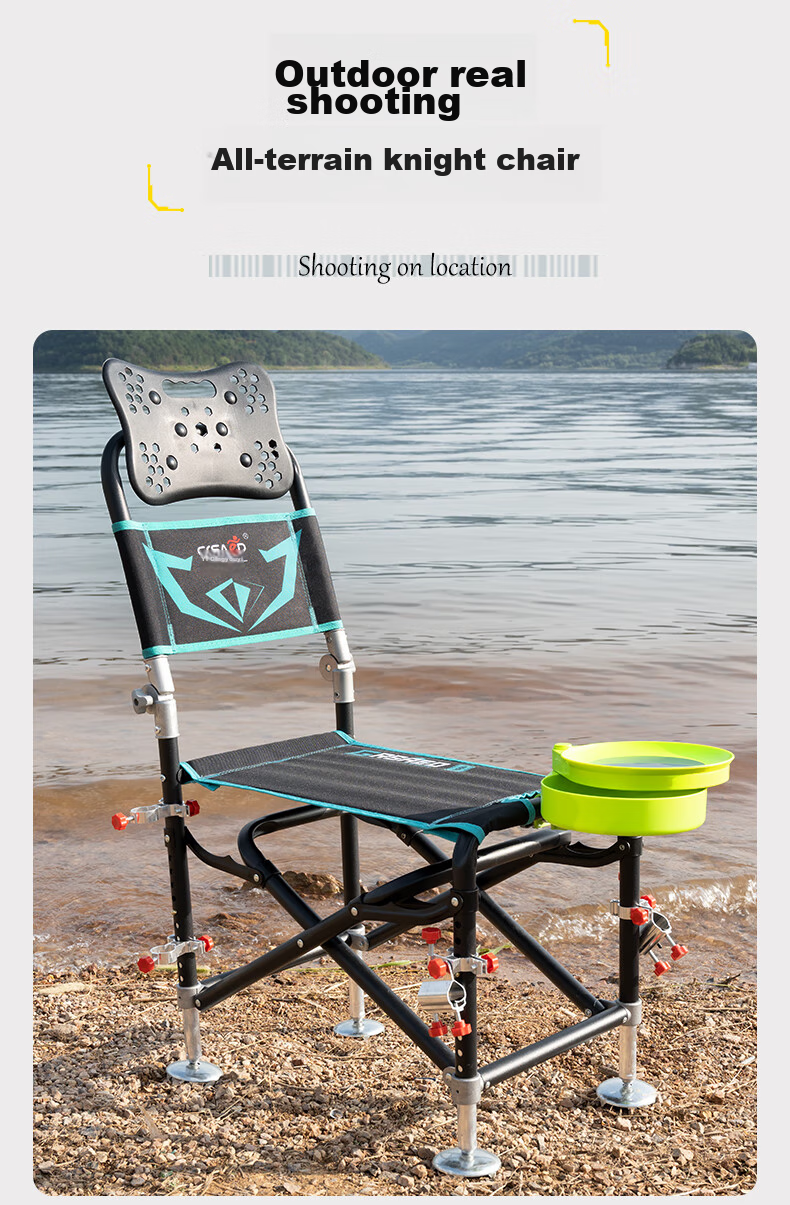 Grsaed Fishing Chair, All-Terrain Knight Chair, Multifunctional Outdoor Folding Chair, Complete Set of Fishing Chairs, Blue Diamond, Aluminum And Magnesium Accessories 10