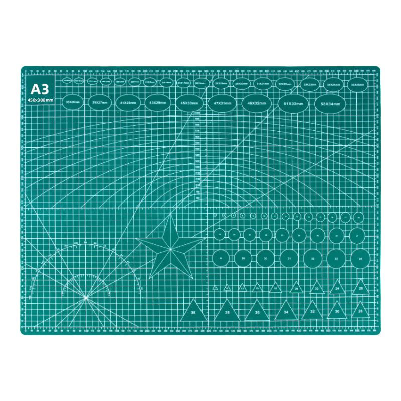 Touch Fish Marker Pad for Drawing, A3 Size, PVC Table Mat for Hand Drawing, Large Art Craft Paper Cutting Board, Non-Slip Double-Sided A3 Green 45X30CM