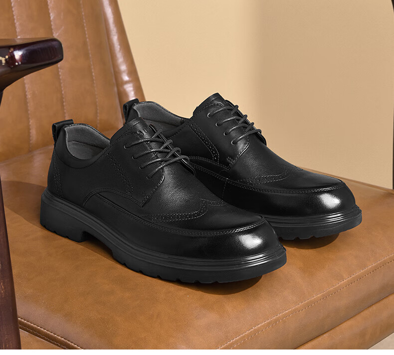 HLA Men's First Layer Cowhide Leather Shoes British Style Formal Business Shoes T258 Black Size 40 11