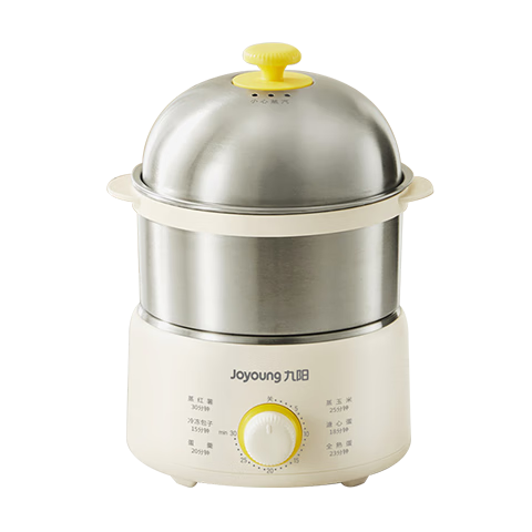 Joyoung Egg Cooker with Timer And Auto Shut-Off, Compact Stainless Steel Multifunctional Portable Electric Steamer, Double-Layer Egg Cooking Breakfast Maker GE320B