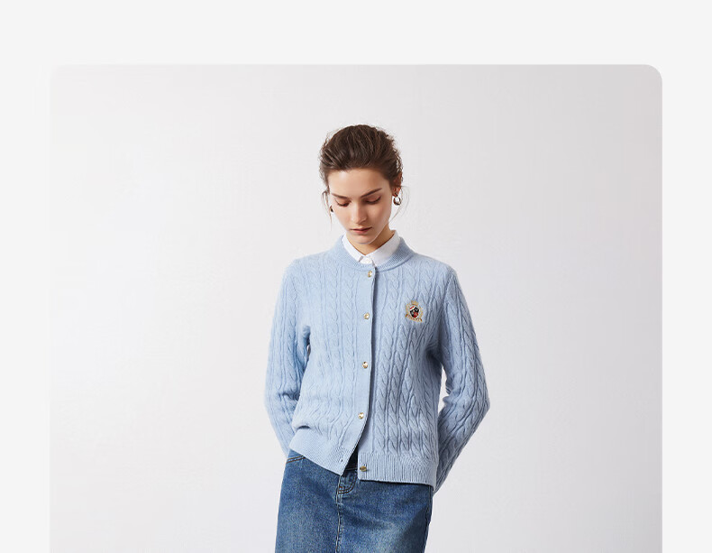 Navigare Italian Small Sailboat Autumn And Winter Women's All-Wool Jacket, Cable Knit Sweater Cardigan 2334094508 M 30