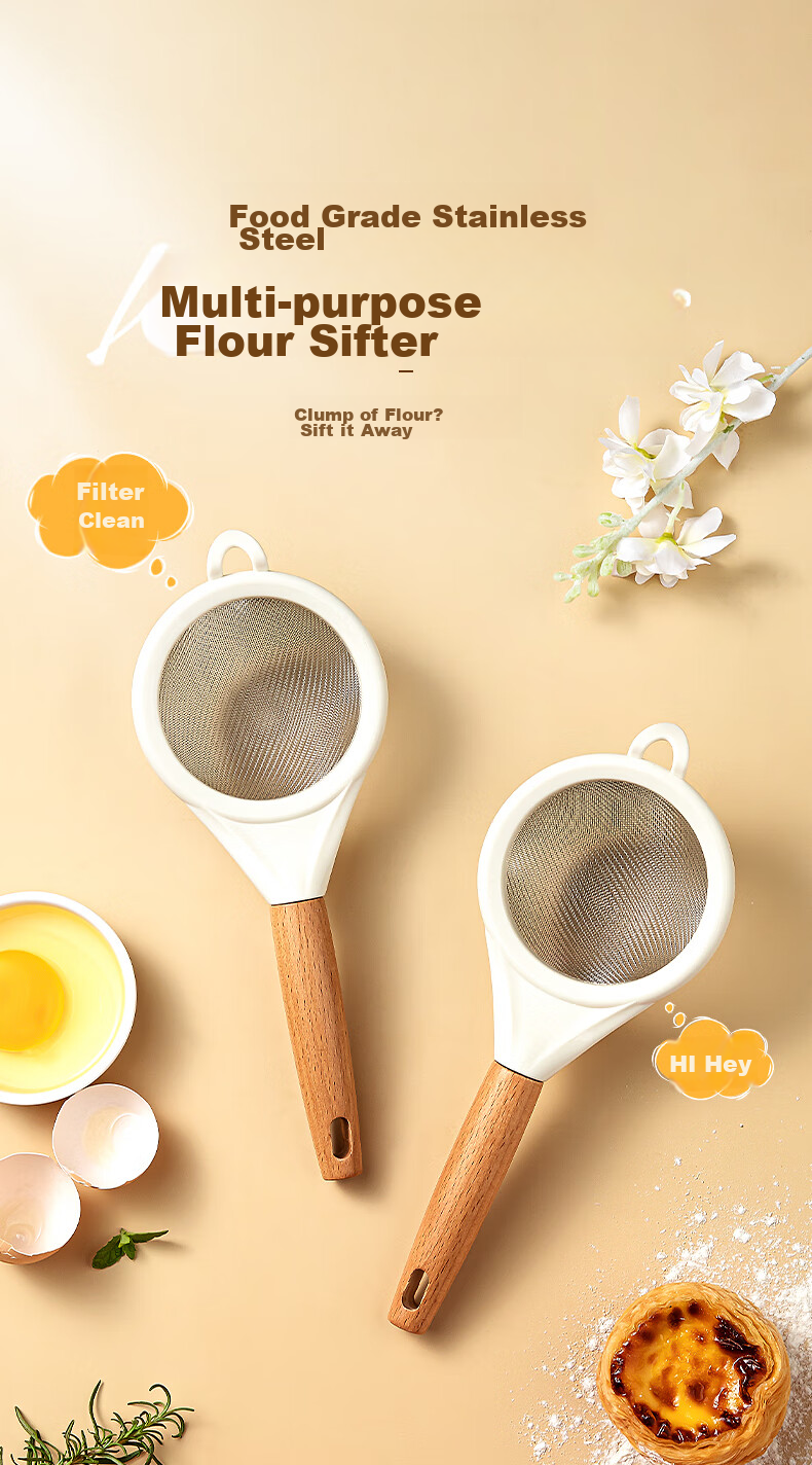 COOKSS Baby Food Preparation Tools, Strainer Mesh, Soy Milk Filter, Egg Tart Liquid Stainless Steel Filter, for Home Baking 8