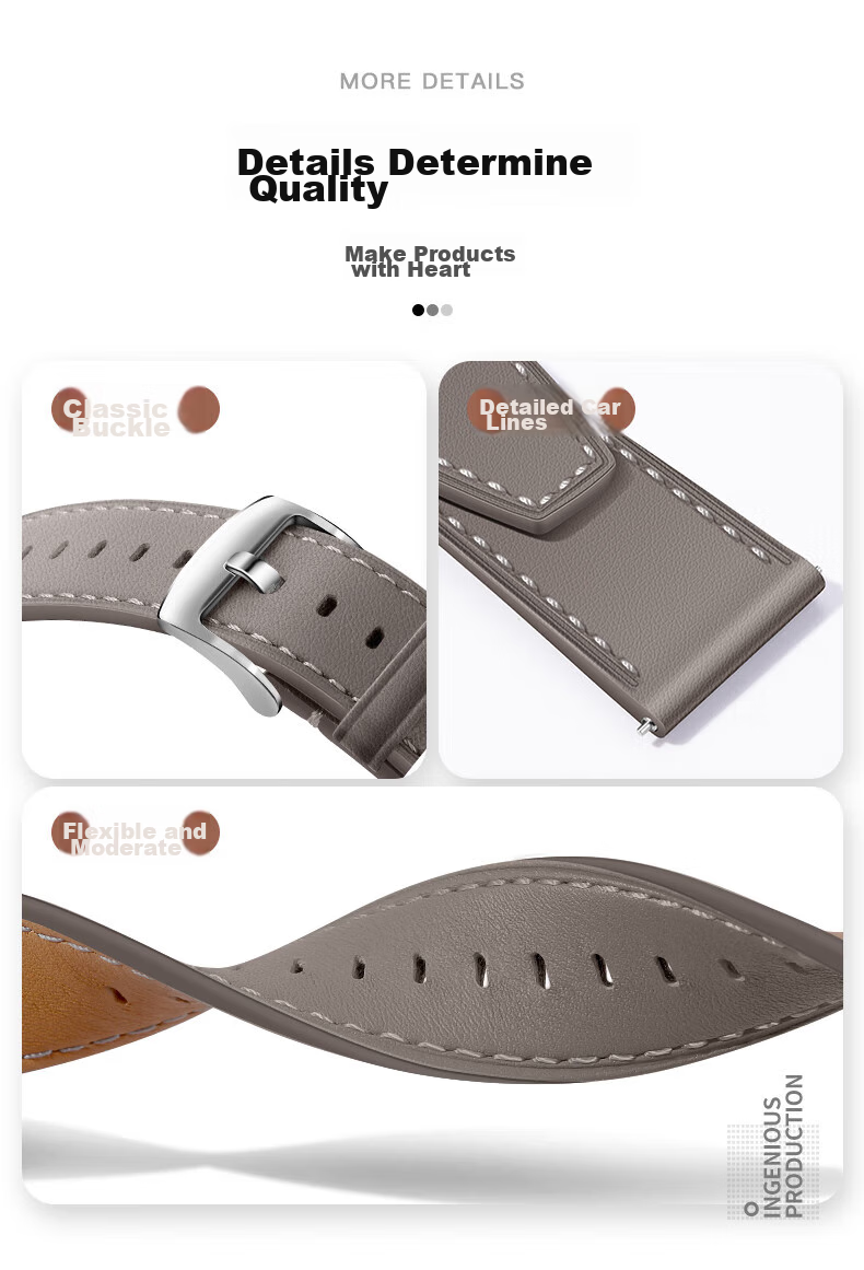 Weiqiantu [Over 1 Million Sold] Leather Watch Strap Compatible with Huawei GT7/GT6/GT5/Pro/Watch6/5/4/pro/buds2/gt3, Genuine Leather Extraordinary Master Style for Men And Wome 5