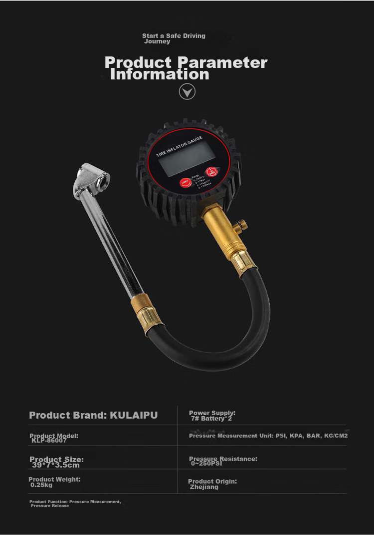 Kulaipu Digital Tire Pressure Gauge with Curved Rod, Truck And Bus Tire Pressure Monitor KLP-86007 18