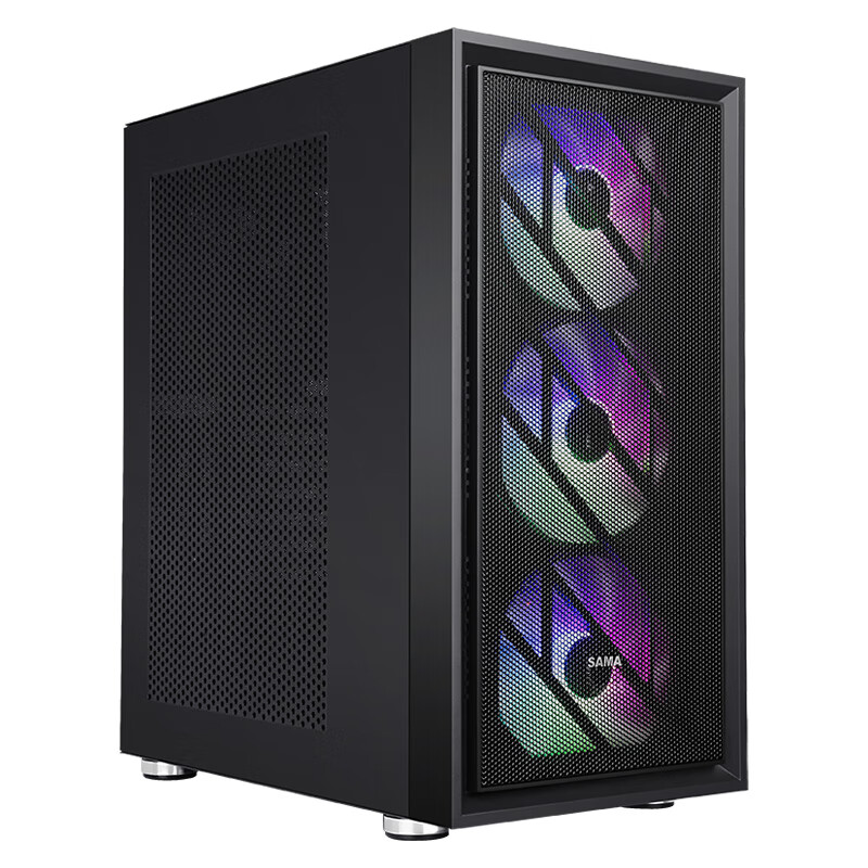 SAMA Zhuqueair Desktop Computer Case, Front Iron Mesh/Double-Sided Cooling Holes/6 Fan Positions/Wide Hardware Support/ATX Motherboard 240mm Water Cooling Vertical GPU Installatio