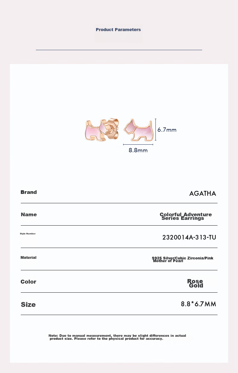 AGATHA Colorful Destiny Light Luxury Silver Stud Earrings for Women, New Year Birthday Gift for Girlfriend, Elegant Earrings 6