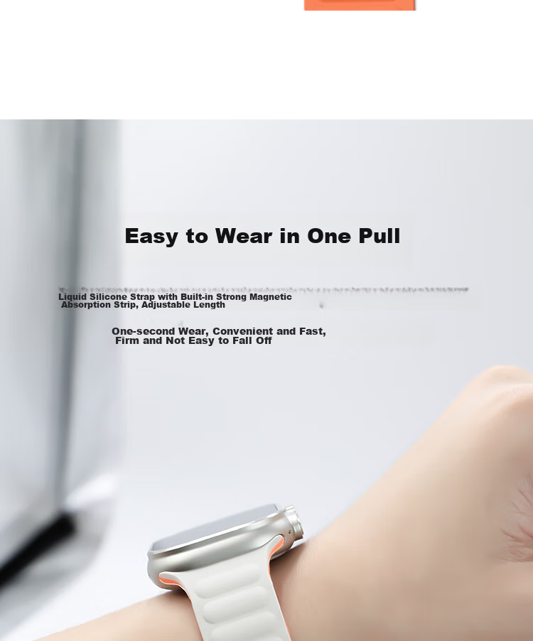ESCASE Apple Watch Band Compatible with Apple Watch Series 11 49mm, Magnetic Liquid Silicone Strap, Skin-Friendly Breathable Lightweight Design, Orange 12