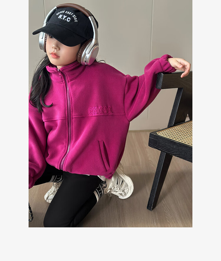 LUSON Chen Da Zhu Girls' Jacket, Autumn And Winter New Style, Double-Sided Fleece, Children's Sports Outerwear, New Year's Outfit 22