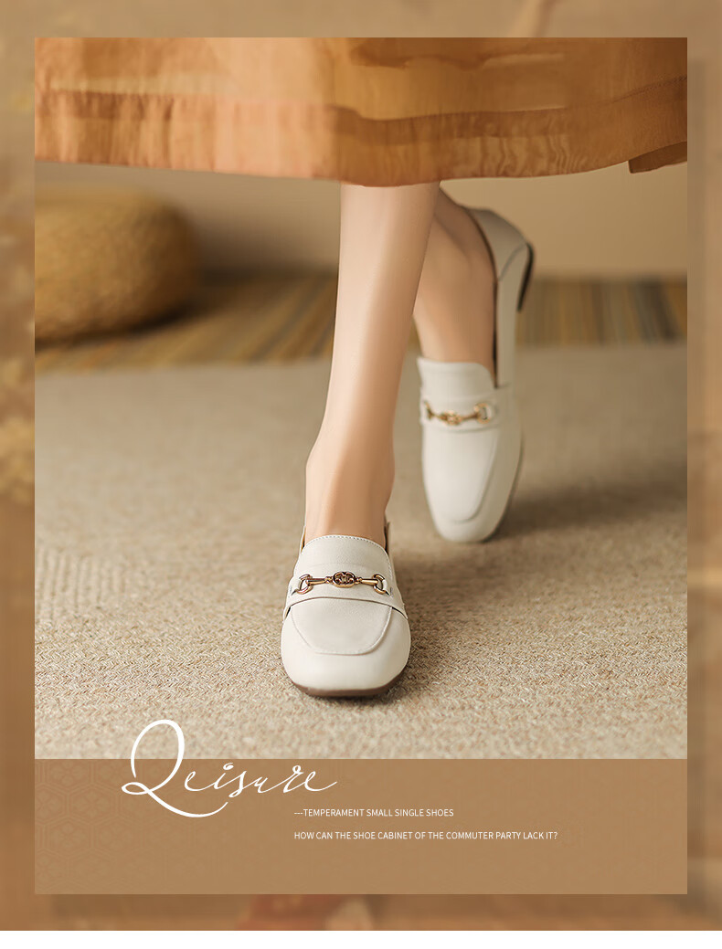 ZHR Zese Loafers Women Casual Breathable Soft Sole Slip-On Fashion Square Toe Shoes AH311 Beige 39 1