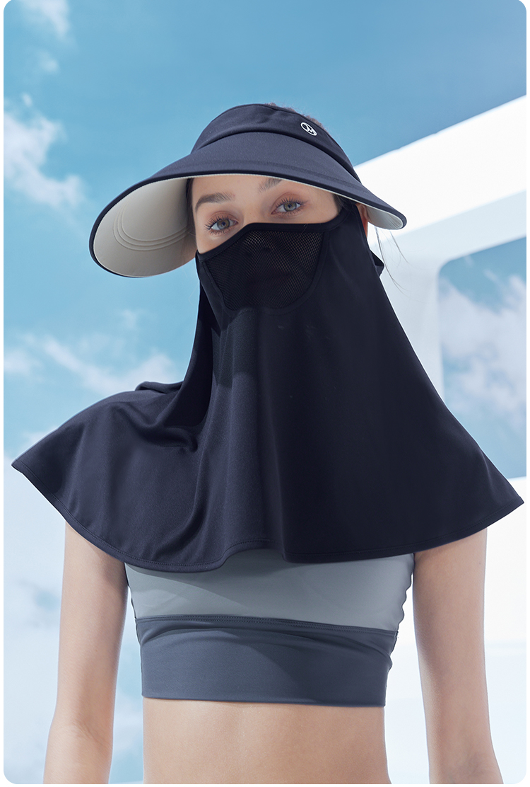 JIUMU Ice Silk Sun Protection Face Mask for Women, Summer UV Protection Sunshade Veil, Driving Neck Guard, Breathable Full Face Mask 15
