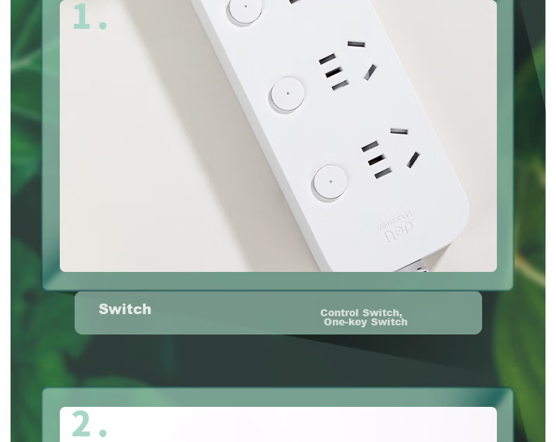Deli Ya Bai Series National Standard Safe Power Strip/power Bar/power Board/power Extension Cord with Individual Switches And Protective Cover, 6 Outlets, 3 Meters, 33943(03) 21
