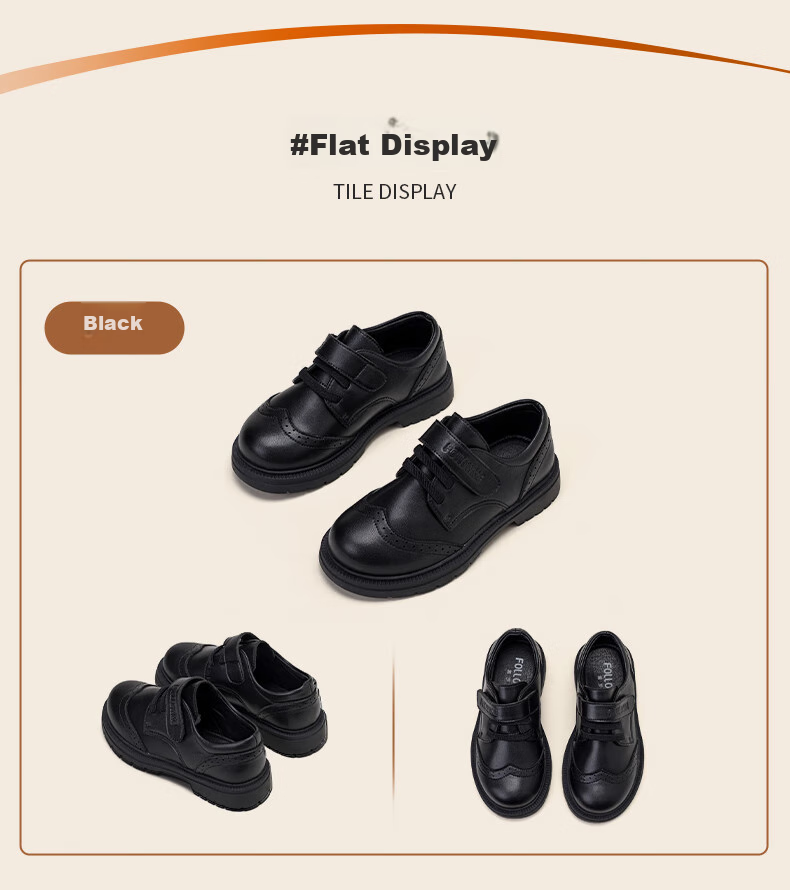 Follow Me Leather Shoes for Boys And Girls, Comfortable Breathable Shoes for All Seasons, British Style Formal Shoes for Children's School Performances, Black, Size 31 14