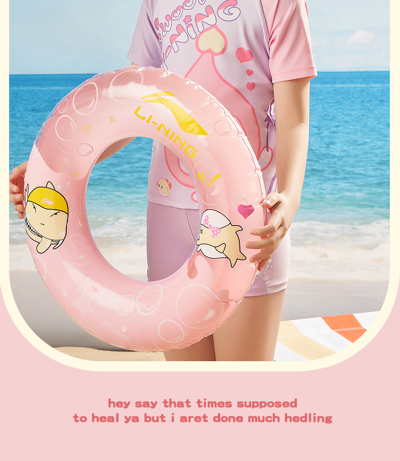 Li-Ning Children's Swimsuit, Girls' Two-Piece Sports Swimwear, Cartoon Design, Skin-Friendly, Quick-Drying, Swimming Costume, 903 Lavender Purple, Size 120 14