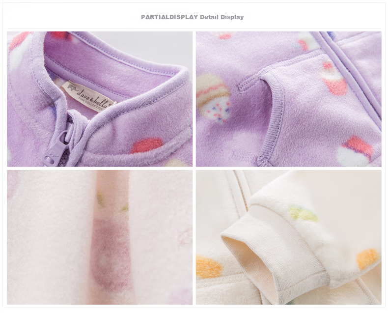 DAVE & BELLA Children's Outerwear, Spring And Autumn Clothing, Baby Stylish Clothes, Girls' Fleece Jacket 15