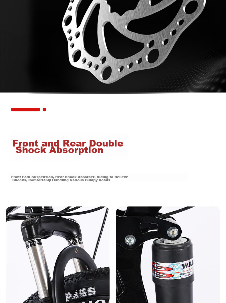 Phoenix Folding Mountain Bike, 27-Speed, Disc Brakes, Shock Absorption, Gear Shifting, for Adults, Men And Women, Students, Road And Off-Road Bicycles 5