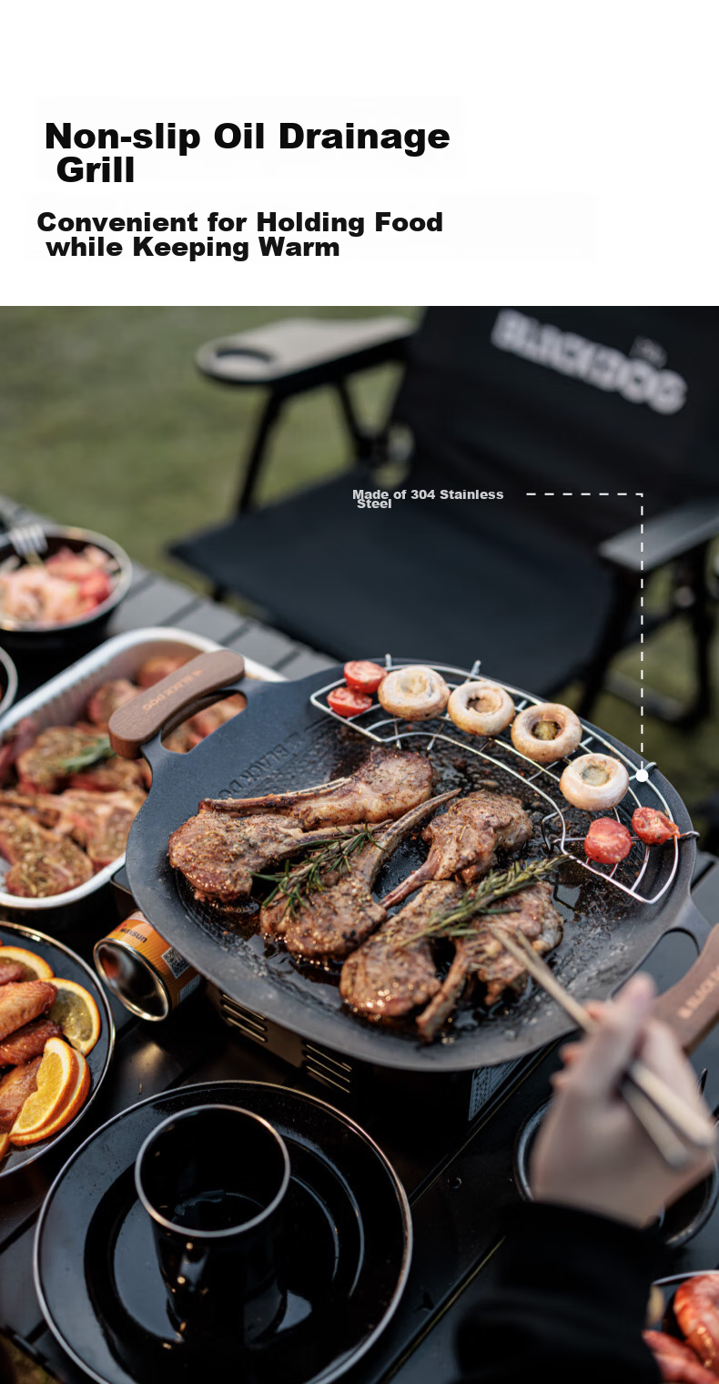 Black Dog Griddle Pan for Home Use, Outdoor Camping, Induction Cooker, Korean-Style Non-Stick Frying And Baking Pan, Night Black 5