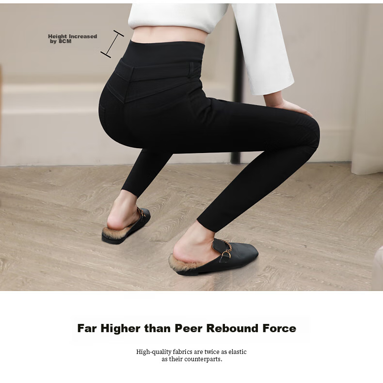 LangSha High-Waisted Black Leggings for Women, Elastic Slim-Fit Pants for Spring And Autumn Wear, Thin Pencil Skirt Tights 4