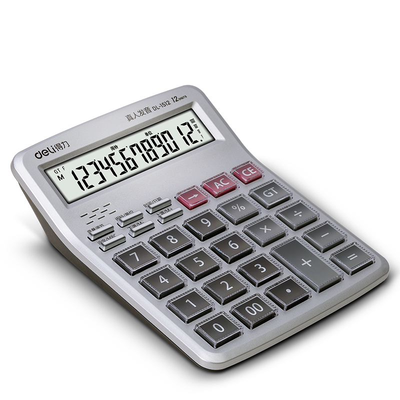 Deli 12-Digit Display Voice Desktop Calculator, Financial Calculator, Transparent Large Buttons, Student/office Mental Math, Office Supplies, 1512