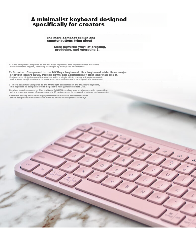 Logitech Master Series MX KEYS MINI, Enterprise-Grade Commercial Keyboard, High-End Office IPad Ultra-Thin Magic Control Keyboard, with Wireless Receiver, Black [Order Bonus] 2