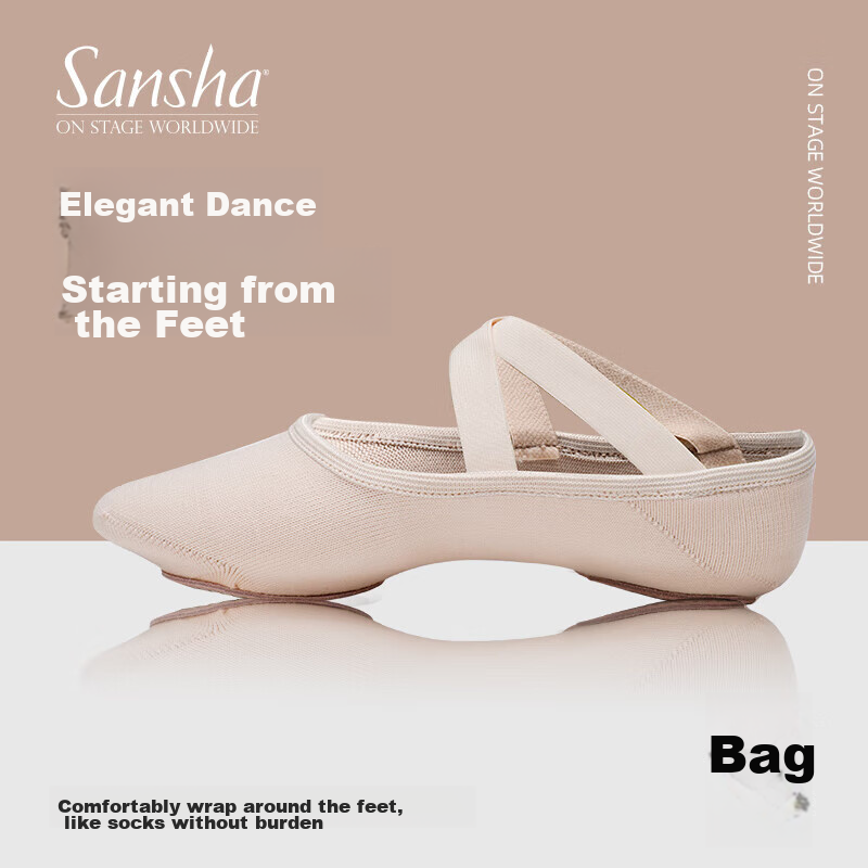 Sansha Ballet Practice Shoes for Women, Fully Elastic Dance Shoes, Soft-Soled Shoes, Dancing Cat Paw S79K, Pink, Size 37