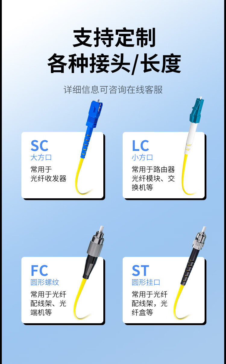 HAILE Telecom Grade Single-mode 10G Fiber Optic Patch Cable Single-core Φ3.0 (SC-FC, 9/125) 10m Fiber Optic Pigtail HJ-1SC-FC-S10 3