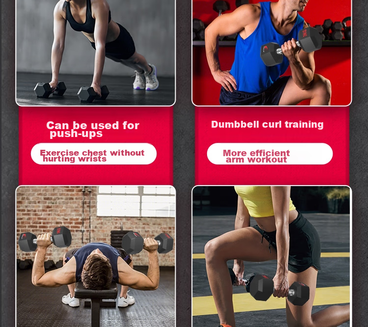 Chengyue Rubber-Coated Dumbbells for Men And Women, Hexagonal Home And Commercial Professional Gym Solid Steel Equipment Combination Set 3KG*2 7