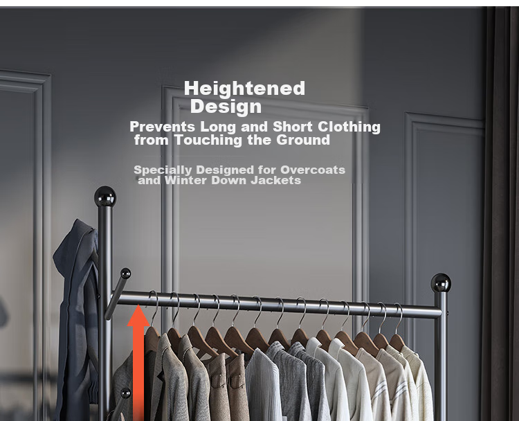 Yicainianhua Clothes Drying Rack, Floor-Standing Movable Bedroom Hanger, Simple Drying Rack for Clothes, Balcony Drying Pole, Coat And Hat Stand, 2006GY 4
