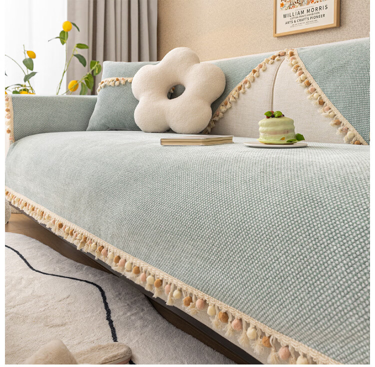 AVIVI Sofa Cushion, All-Season Non-Slip Sofa Cover, Throw Blanket, Armrest And Backrest Towel, 90*90 Cm, Nutmeg Gree 18