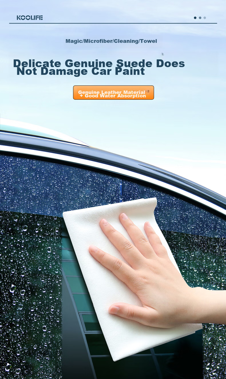KOOLIFE Car Cleaning Cloth And Towel Set, 2 Pack - Premium Lambskin And Chamois Leather Cleaning Cloths for Car Interior, Stain-Free And Highly Absorbent 2