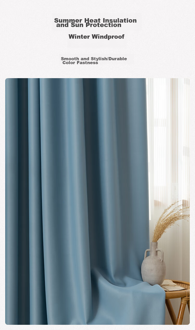 JD Original Black Beini Blue Curtains, 99% Blackout Finished Curtains for Bedroom And Living Room, Hook Style, Width 3m X Height 2.7m 12