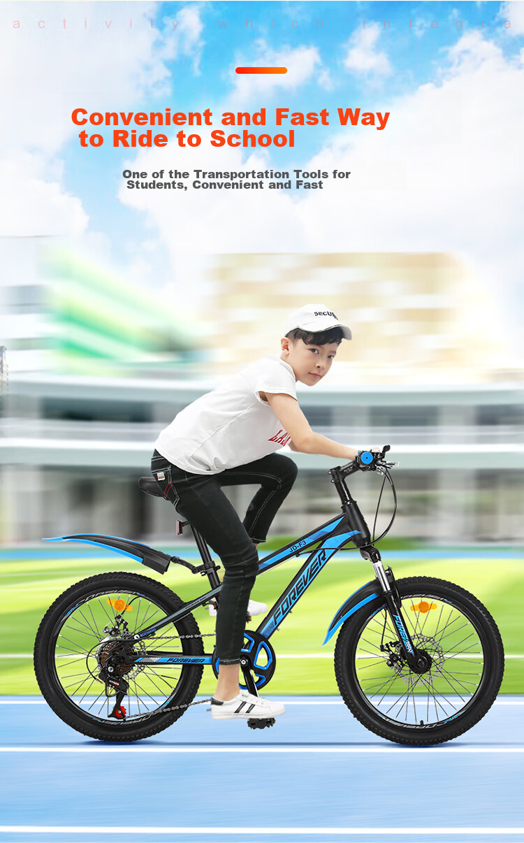 FOREVER Children's Bicycle for Ages 6-12, Mountain Bike with 7-Speed Gears, Boys And Girls' Bike, Elementary School Student Bicycle, 22-Inch Pink 6