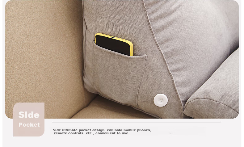 Hengyuanxiang Bed Head Triangle Cushion, Enlarged Car Backrest, Removable And Washable, Sofa Lumbar Support, Office Back Protection Pad, 55*25*50 18