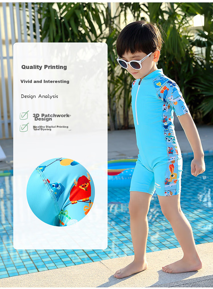 Li-Ning Children's One-Piece Swimsuit, Swimming Goggles, Swim Cap, And Swimwear Set for Boys And Girls, Size 720, Blue, 150 4