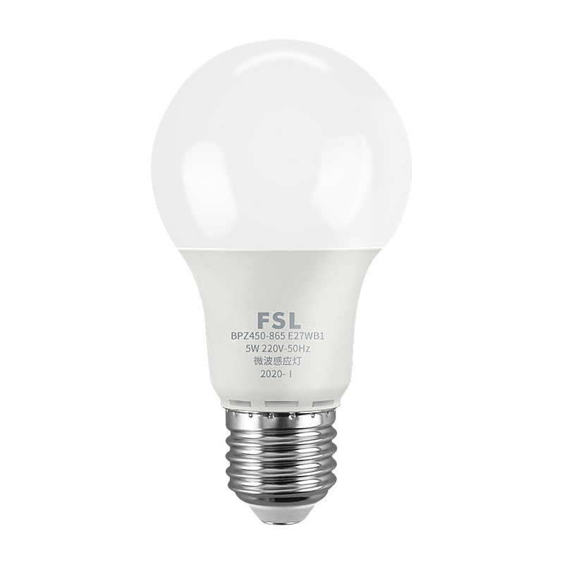 FSL LED Radar Sensor Bulb 5.8G for Property Factory Corridor Entrance E27 Large Screw Base 5W White Light (6500K)