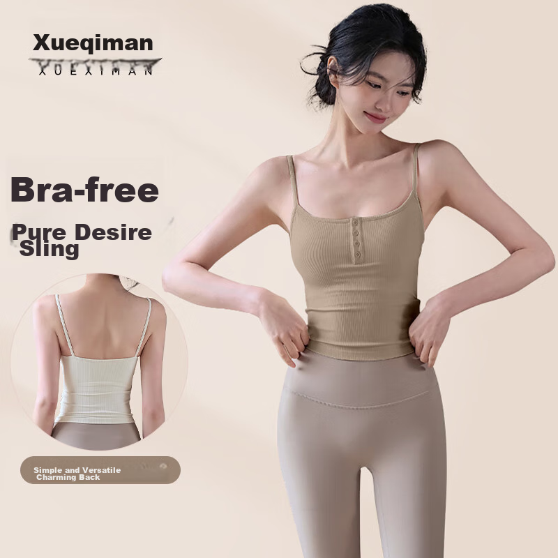 XUEXIMAN Sports Bra with Chest Pads, Yoga Wear, Camisole Tank Top for Women, Beautiful Back Bra, One-Piece Running Fitness Professional Pilates