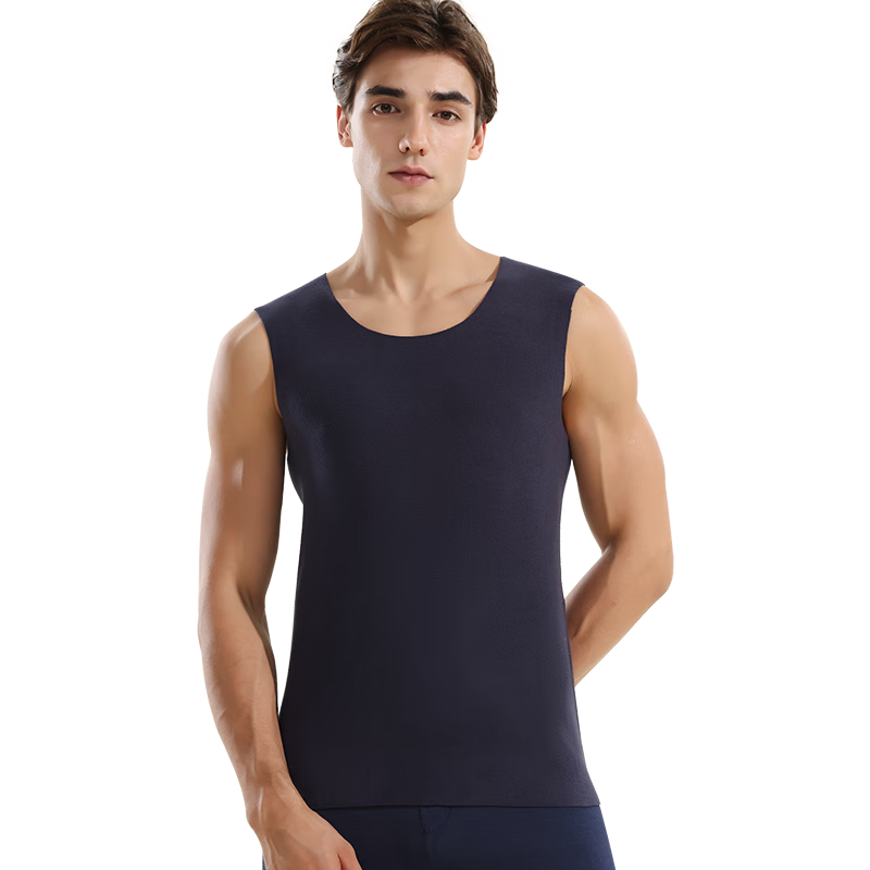 MiiOW Polyester Modal Nylon Thermal Vest for Men, Comfortable Fleece Seamless Underwear, Autumn And Winter Sleeveless Undershirt Vest