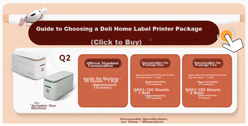 Deli Q2 Green Portable Thermal Label Printer for Home Use, Journal Name Tags, Storage Labels, Price Tags, Food Labels Printer with Mobile Bluetooth Connectio 1