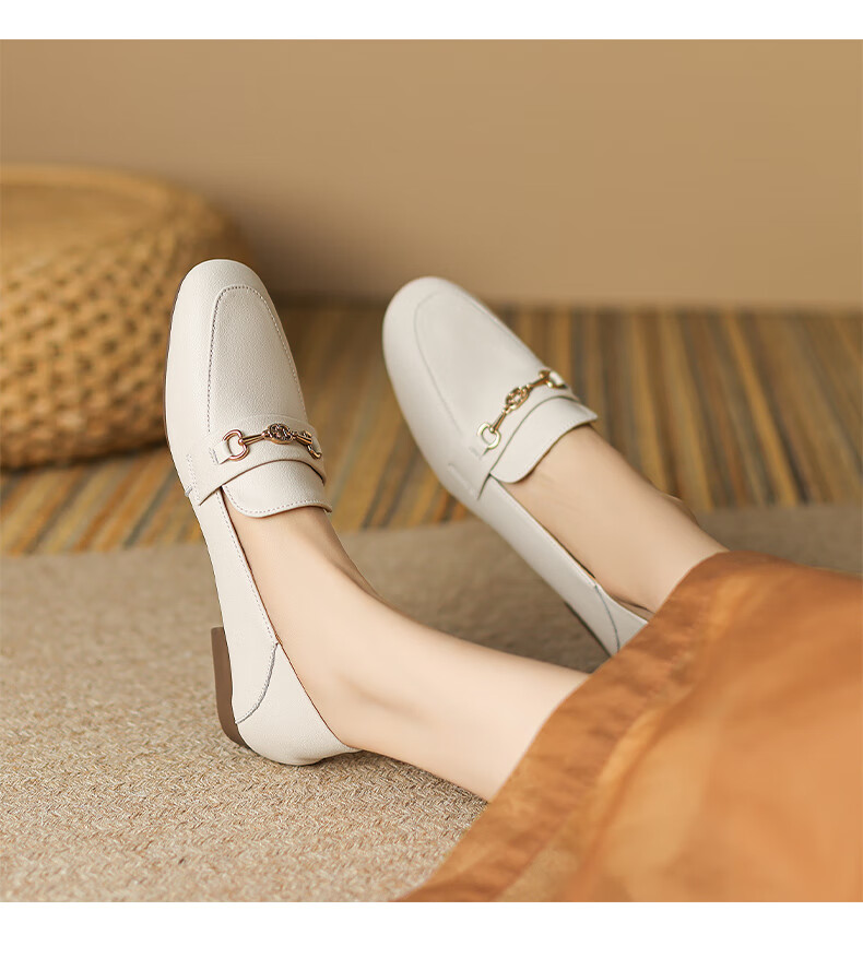 ZHR Zese Loafers Women Casual Breathable Soft Sole Slip-On Fashion Square Toe Shoes AH311 Beige 39 10