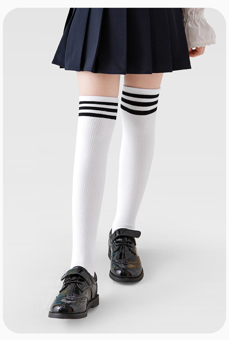 Bingxuemumian Children's Knee-High Socks, Girls' Summer Thin Mesh Socks, White Boys' Preppy Style Versatile Soccer Socks 19